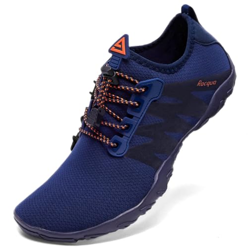 Racqua Wasserschuhe Strandschuhe Herren Schwimmschuhe Damen Strandschuhe Frauen Welten Koden Wasserschuhe Barfuss Schnelltrocken Wasserschuhe Badeschuhe Erwachsene Blau/Orange EU45 von Racqua