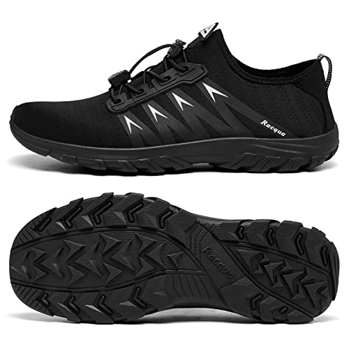 Racqua Wasserschuhe Unisex Badeschuhe Herren Schwimmschuhe Herren Aquaschuhe seeigel barfuss Schuhe Damen barfuß Wasserschuhe Schwarz EU42 von Racqua