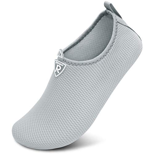 Racqua Wasserschuhe für Männer und Frauen, Barfuß, Strand, Schwimmschuhe, schnell trocknende Aqua-Yoga-Socken für Pool, Reisen, Kajakfahren, Fluss Grau 36-37 von Racqua