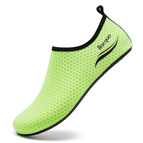 Racqua Wasserschuhe seeigelfest Damen/Herren Schwimmschuhe Aquaschuhe Strandschuhe für steinstrand Grün 46-47 von Racqua