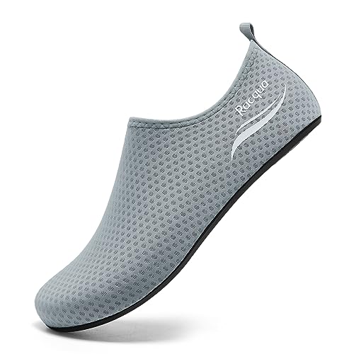 Racqua Wasserschuhe seeigelfest Damen/Herren Schwimmschuhe Aquaschuhe Strandschuhe für steinstrand Grau 36-37 von Racqua