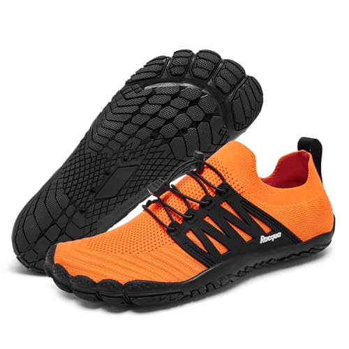 Racqua barfuss Schuhe Damen Wasserschuhe Unisex barfußschuhe Badeschuhe Schwimmschuhe Aquaschuhe Strandschuhe Orange43 von Racqua