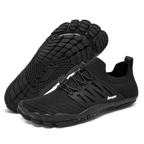 Racqua barfuss Schuhe Damen Wasserschuhe Unisex barfußschuhe Badeschuhe Schwimmschuhe Aquaschuhe Strandschuhe Schwarz36 von Racqua