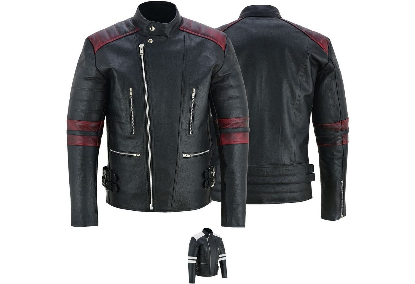 German Wear Lederjacke GW424J Biker Lederjacke Oldschool Vintag Retro Jacke mit Protektoren von German Wear