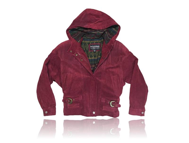 80Er Wildleder Roter Boho Bomber Jacken Mantel // Falsa Futter Wilsons Leder von RadThingsVintage