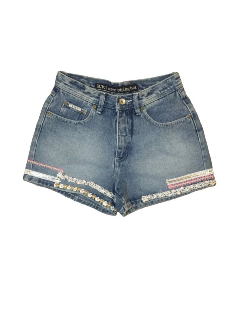 90Er Jahre/Floraler Spitze Pailletten Dekorative Trim Hohe Taillierte Hosen R.v.t.serve Heiß Größe 5 6 von RadThingsVintage
