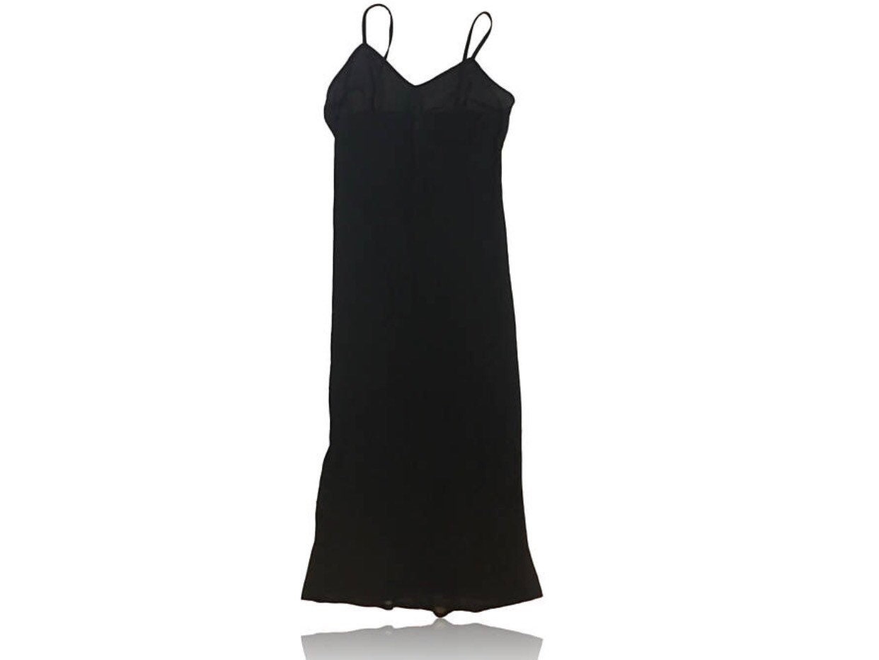 90Er Jahre Transparente Maxi-Kleid Schwarz/V Hals //Layering Stück Größe 8 von RadThingsVintage