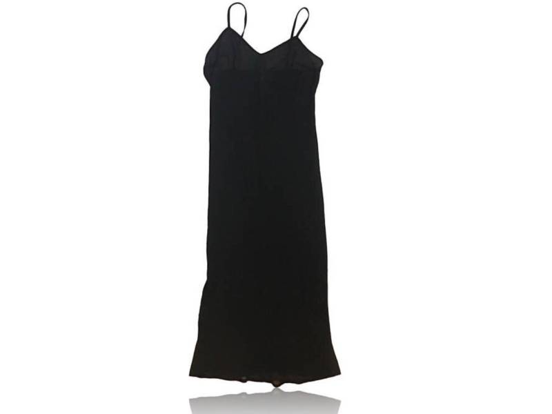 90Er Jahre Transparente Maxi-Kleid Schwarz/V Hals //Layering Stück Größe 8 von RadThingsVintage