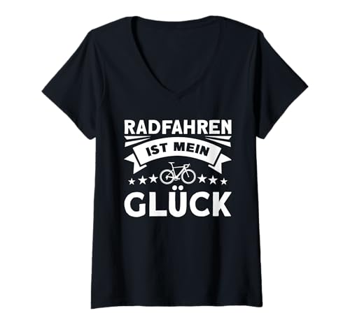 Damen Radfahren Ist Mein Glück T-Shirt mit V-Ausschnitt Damen Radfahren Ist Mein Glück T-Shirt mit V-Ausschnitt von Radfahrer Spruch Radfahren Ist Mein Glück Outfit