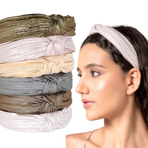 Radhu & Kabby Stirnband für Damen, modische Kreuzknoten-Stirnbänder, modisches Haar-Accessoire-Set, 6 Stück, glatt und bequem, mehrfarbig von Radhu & Kabby