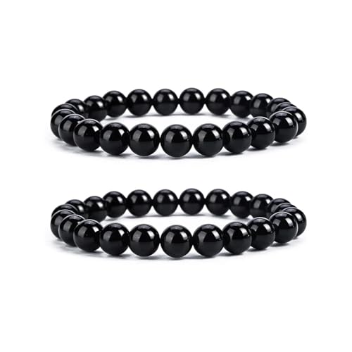 RadiVibe Schwarze Obsidian Armbänder für Frauen Shungit Turmalin Armbänder Schwarzer Onyx Armband Schmuck für Männer Trendy 2025 von RadiVibe