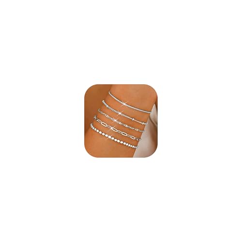 RadiVibe Silberarmband für Frauen geschichtet zierliche Armbänder für Frauen einstellbar stapelbar Silberarmband Schmuck Geburtstagsgeschenke von RadiVibe