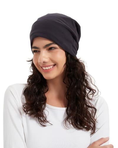 Radia Smart® EMF Protection Ultimate GOTS Slouch Beanie aus Bio-Baumwolle, 5G-Blockierung, RF-Abschirmung, EMF-Schutz, Gehirnmantel, Schwarz, grau dunkel, M/Einheitsgröße von Radia Smart
