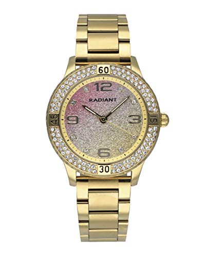 Radiant - Frozen Collection - Analog Quarzuhr. Armbanduhr für Frauen. Armbanduhr mit goldenem Zifferblatt und Edelstahlarmband. Größe 36mm. 3ATM. von Radiant
