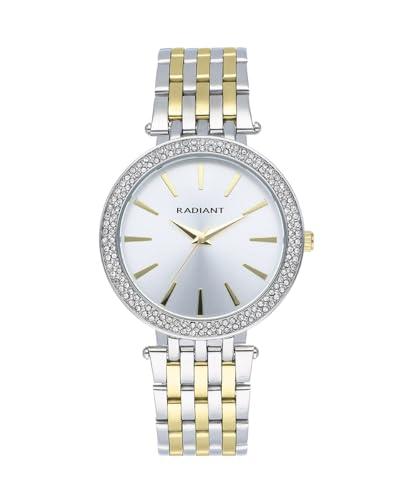 Radiant - Binaca Kollektion - Analoguhr. Damen-Armbanduhr. Armbanduhr mit Silber-goldenem Zifferblatt und Stahlarmband. Größe 38mm. 3ATM. von Radiant