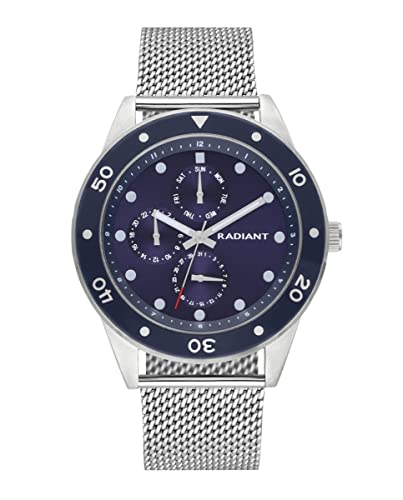 Radiant - Canarias Kollektion - Analog Quarzuhr. Armbanduhr für Frauen. Armbanduhr mit silberner Zifferblatt und silberner Milanaise-Mesh-Band. Größe 45mm. 5ATM. von Radiant