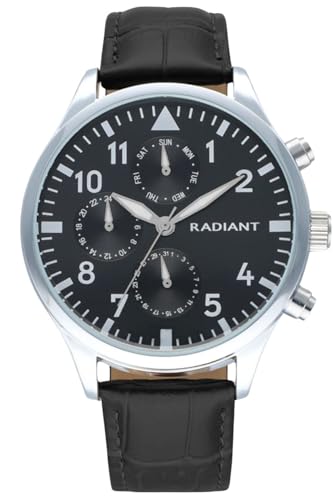Radiant - Kaiman Kollektion - Analoguhr. Herren-Armbanduhr. Armbanduhr mit blauem und silbernem Zifferblatt und Kunstlederband. Größe 43 mm. 5ATM. von Radiant