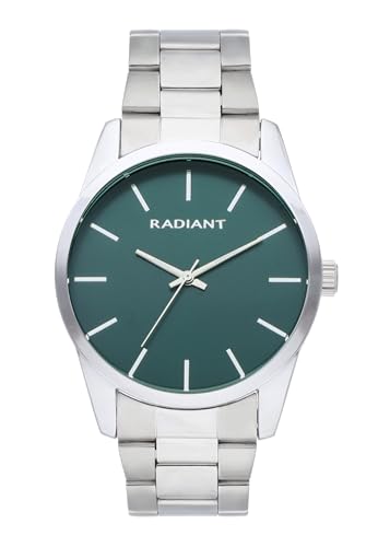 Radiant - Kollektion Basics 42 – Analoge Armbanduhr für Herren – Armbanduhr mit Armband – grünes Zifferblatt und silberfarbenes Armband – Größe 42 mm – 5 ATM Wasserbeständigkeit., Grün und Silber von Radiant