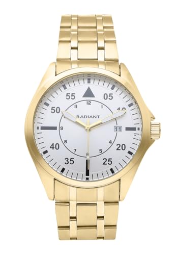 Radiant - Kollektion Cary - Analoguhr. Armbanduhr für Herren. Armband-Uhr mit weißem Zifferblatt und goldenem Armband. Größe 43mm. 5ATM. von Radiant
