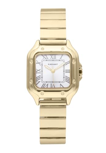 Radiant - Kollektion Chris Her - Analoguhr. Armbanduhr für Damen. Armband-Uhr mit weißem Zifferblatt und goldenem Armband. Größe 27,5mm. 3ATM. von Radiant