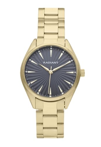 Radiant - Kollektion Loren - Analoguhr. Armbanduhr für Damen. Armband-Uhr mit grauem Zifferblatt und goldenem Armband. Größe 34mm. 3ATM. von Radiant