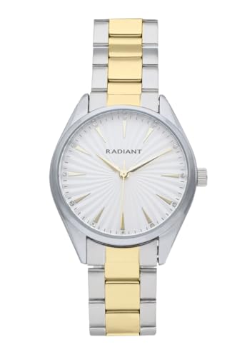 Radiant - Kollektion Loren - Analoguhr. Armbanduhr für Damen. Armband-Uhr mit weißem Zifferblatt und Silber-goldenem Armband. Größe 34mm. 3ATM. von Radiant