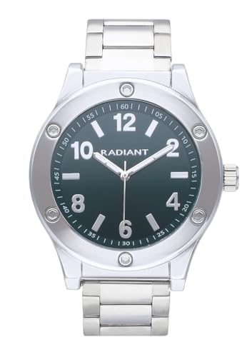 Radiant - Kollektion Marcello - Analoguhr. Armbanduhr für Herren. Armband-Uhr mit grünem Zifferblatt und silbernem Armband. Größe 44mm. 5ATM. von Radiant