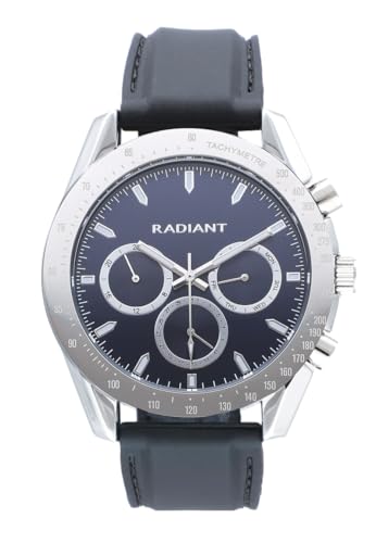 Radiant - Kollektion Marlon - Analoguhr. Armbanduhr für Herren. Armband-Uhr mit blauem Zifferblatt und schwarzem Silikonarmband. Größe 44mm. 5ATM. von Radiant