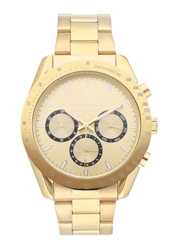 Radiant - Kollektion Marlon - Analoguhr. Armbanduhr für Herren. Armband-Uhr mit goldenem Zifferblatt und goldenem Armband. Größe 44mm. 5ATM. von Radiant