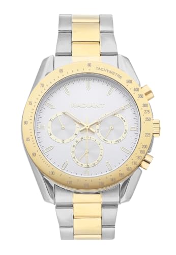 Radiant - Kollektion Marlon - Analoguhr. Armbanduhr für Herren. Armband-Uhr mit weißem Zifferblatt und silbernem und goldenem Armband. Größe 44mm. 5ATM. von Radiant