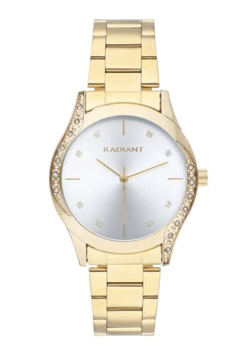 Radiant - Kollektion Tigy - Analoguhr. Armbanduhr für Damen. Armband-Uhr mit silbernem Zifferblatt und goldenem Armband. Größe 36mm. 3ATM. von Radiant