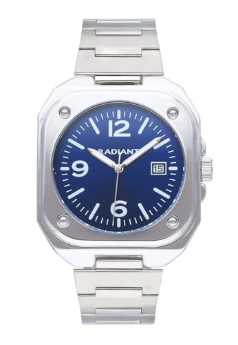 Radiant - Kollektion Vittorio - Analoguhr. Armbanduhr für Herren. Armband-Uhr mit blauem Zifferblatt und silbernem Armband. Größe 42mm. 5ATM. von Radiant