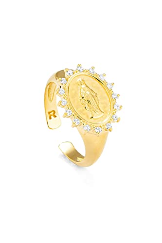 Radiant - Madonna Collection Damen-Ring aus Silber, vergoldet mit 24 Karat Gold, Madonna-Motiv, elegantes und klassisches Design., Estándar, Sterling Silber, Zirkonia von Radiant