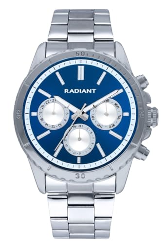 Radiant - Tech Kollektion - Analoguhr. Herren-Armbanduhr. Armbanduhr mit blauem Zifferblatt und silbernem Metallarmband. Größe 44mm. 5ATM. von Radiant