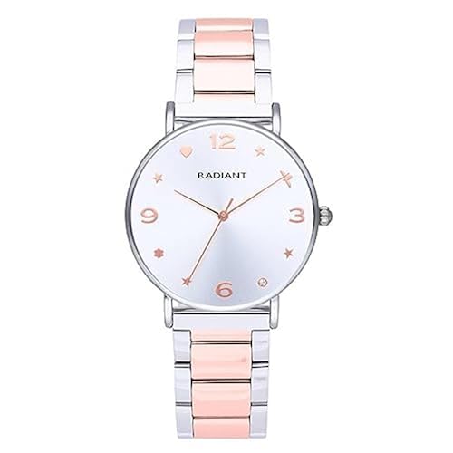 Radiant - Cozy Kollektion - Analog Quarzuhr - Armbanduhr für Frauen. Armbanduhr mit weißem Zifferblatt und zweifarbiger silberner und roségoldener Armbanduhr mit Einer Größe von 36 mm. 3ATM. von Radiant