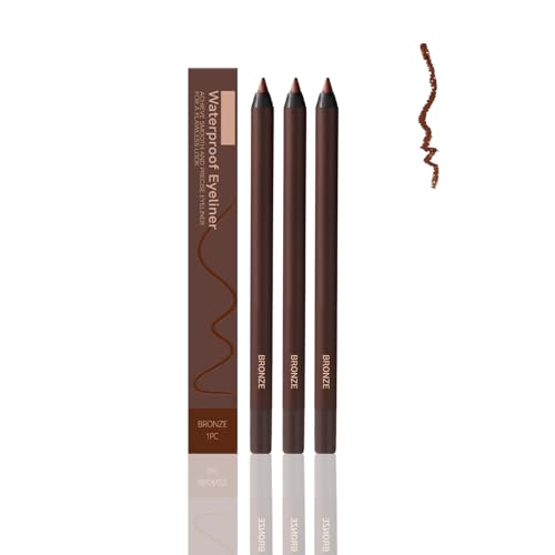 Eyeliner Wasserdichtes Bleistift, Spitzbarer Duo-Eyeliner-Stift,Wischfeste und SchweißResistente Formel,Weiche und Verblendbare Textur,Langanhaltender Makeup Natürliche Farbe (3, pc) von RadiantRe