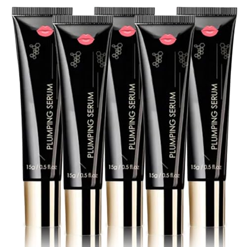Lip Plumper Serum & Lip Booster - Volumen Serum mit Hyaluron und Peptiden, Plumping Lip Gloss für trockene Lippen, Pflegende Lippenbehandlung mit Spiegeleffekt, Nicht Klebrig (5pc) von RadiantRe
