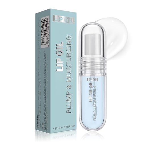 Plumping Lip Oil, Lip Glow Oil, Lip Plumper, Transparent Lipgloss für Frauen, koreanisches Lipgloss Lippenöl für trockene Lippen, nahrhafte und feuchtigkeitsspendende, nicht fettige (1pc) von RadiantRe