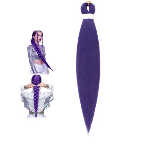 Purple Braiding Hair Extension, 24/26 Inch Jumbo Synthetic Hair Crochet Twist Boxes Braids Hairstyle, Low Temperature Synthetic Fiber Crochet Braids Extensions for Woman (26in/66cm) von RadiantRe