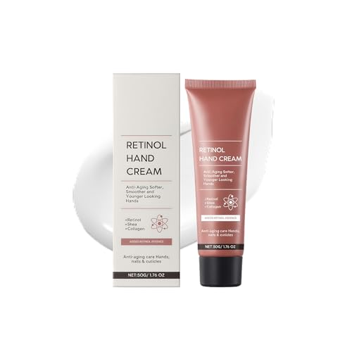 Retinol Handcreme Anti-Aging mit Hyaluron & Shea Butter - Reichhaltige Handpflege gegen Falten und trockene Haut, für weiche Haut,Langlebig Feuchtigkeitsspendend, Parfümfrei (1) von RadiantRe