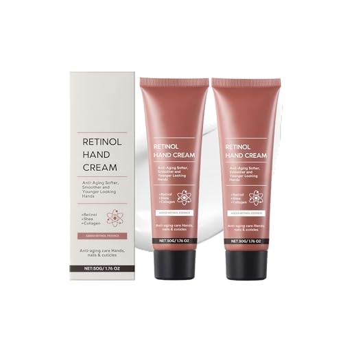 Retinol Handcreme Anti-Aging mit Hyaluron & Shea Butter - Reichhaltige Handpflege gegen Falten und trockene Haut, für weiche Haut,Langlebig Feuchtigkeitsspendend, Parfümfrei (2) von RadiantRe
