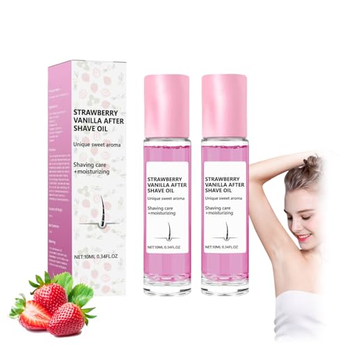 Strawberry Vanilla After Shave Oil, Erdbeer-Vanille After Shave Öl Frauen für glatte Haut, Soft After Rasieröl mit Hyaluronsäure, Feuchtigkeitsspendende und glättende Haut, nicht fettig (2pc, 10ml) von RadiantRe