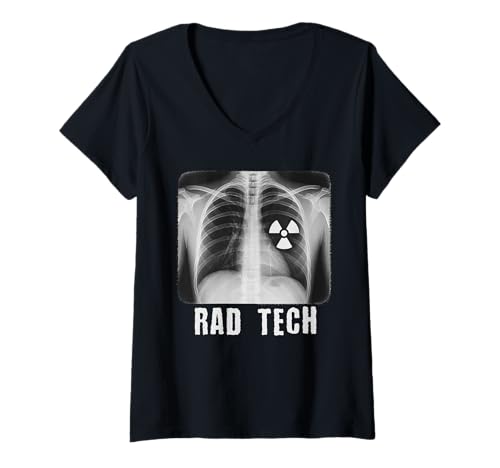 Damen Brust Röntgenrad Tech Lustiger Radiologie-Techniker T-Shirt mit V-Ausschnitt Damen Brust Röntgenrad Tech Lustiger Radiologie-Techniker T-Shirt mit V-Ausschnitt von Radiation Symbol CT Scan Radiologic Technologist
