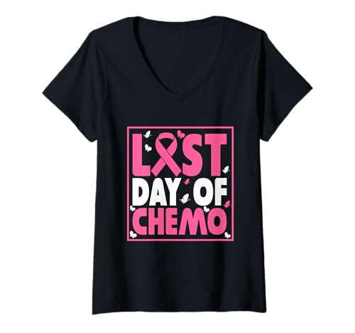 Damen Last Day of Chemo Cancer Patient End Chemotherapie T-Shirt mit V-Ausschnitt Damen Last Day of Chemo Cancer Patient End Chemotherapie T-Shirt mit V-Ausschnitt von Radiation Therapy Cancer Fighting Apparels