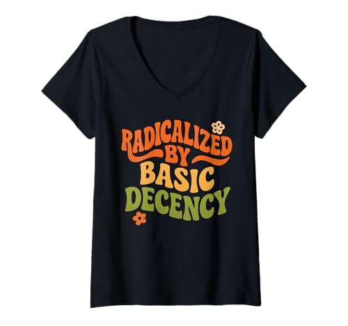 Damen Radikalisiert von Basic Decency - Retro Bold Feminist Aktivistin T-Shirt mit V-Ausschnitt Damen Radikalisiert von Basic Decency - Retro Bold Feminist Aktivistin T-Shirt mit V-Ausschnitt von Radicalized by Basic Decency Shirts & Gifts HHWCo.