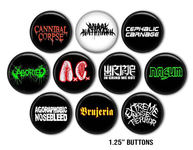 Grindcore Heavy Metal Thrash 10 - 3, 2 cm Pins, Fusion Punk Buttons, Sammelbare Thrashcore Magnete, Einzigartige Pins von RadicallyYours