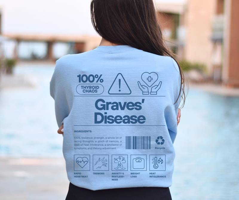Gräber Krankheit Awareness Sweatshirt, Unterstützung Blue Ribbon Shirts Passende Familie Squad Januar Tragen Blau Geschenk Schilddrüseneingriffe von RadientSelfPrints