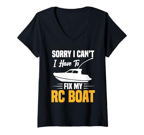 Damen Elektroferngesteuertes Boot RC Modell muss RC Boot reparieren T-Shirt mit V-Ausschnitt Damen Elektroferngesteuertes Boot RC Modell muss RC Boot reparieren T-Shirt mit V-Ausschnitt von Radio Controlled Boat Costume For RC Boat Captain