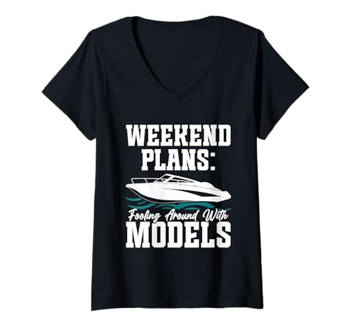 Damen RC Boot Funkgesteuerte Boot Cruise Modelle RC Captain T-Shirt mit V-Ausschnitt Damen RC Boot Funkgesteuerte Boot Cruise Modelle RC Captain T-Shirt mit V-Ausschnitt von Radio Controlled Boat Costume For RC Boat Captain
