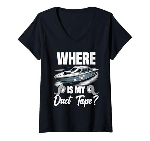 Damen RC Boote Fernbedienung Boot Kreuzfahrt Panzerband RC Captain T-Shirt mit V-Ausschnitt Damen RC Boote Fernbedienung Boot Kreuzfahrt Panzerband RC Captain T-Shirt mit V-Ausschnitt von Radio Controlled Boat Costume For RC Boat Captain